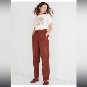 NWT Madewell Corduroy High-Rise Tapered Pants Size 12 Dusty Redwood